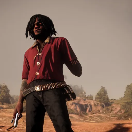 Image similar to Rapper Chief Keef In red dead redemption 2 digital art 4K quality super realistic