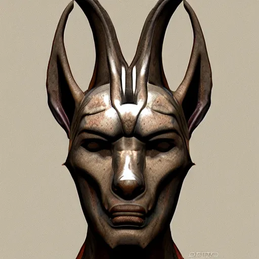 Image similar to anubis head, highly detailed, cultist, artstation