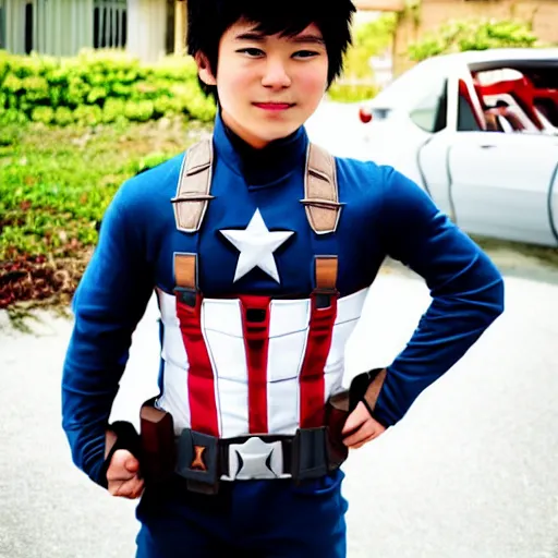 Image similar to hiro hamada as captain america