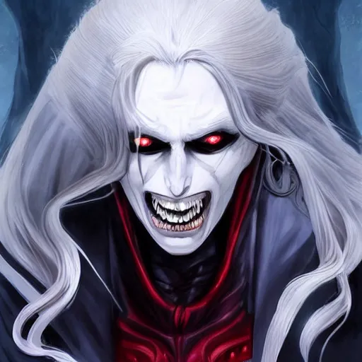 Prompt: Alucard the pale blond vampire lord mixed with morbius, very very very pale blond hair,_by_Stanley_Artgerm_Lau_WLOP_Rossdraws_James_Jean_Andrei_Riabovitchev_Marc_Simonetti_Yoshitaka_Amano_ArtStation_CGSociety