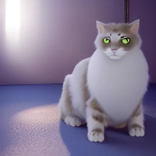 Image similar to cat furry, cat fursona, furry art, white fur, global illumination, radiant light, detailed and intricate environment