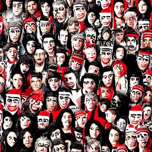 Prompt: gritty grimdark reboot of where's waldo, movie poster portrait