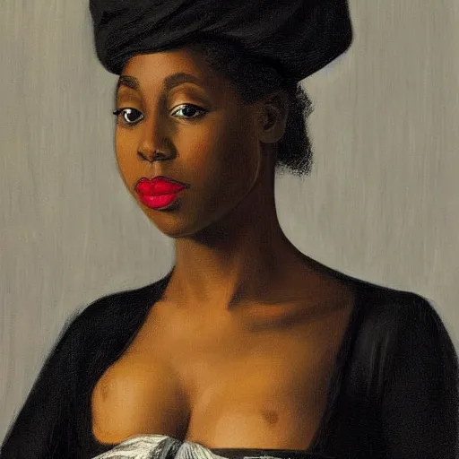 Image similar to French-Black-Royalty by Raphael, Hopper, and Rene Magritte. detailed, romantic, enchanting, trending on artstation.