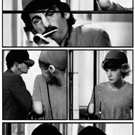 Image similar to Mario smoking in a french new wave Godard film aesthetic