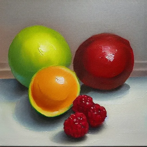 Prompt: high quality oil painting of fruits