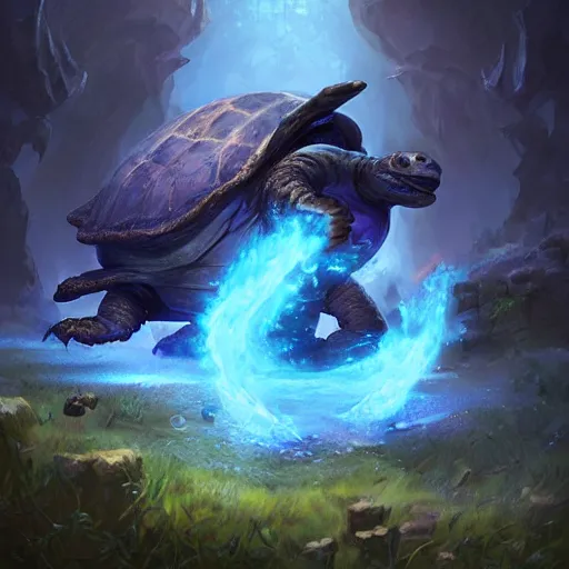 Image similar to blue turtle murlock hybrid, hearthstone art style, epic fantasy style art by Craig Mullins, fantasy epic digital art, epic fantasy card game art by Greg Rutkowski