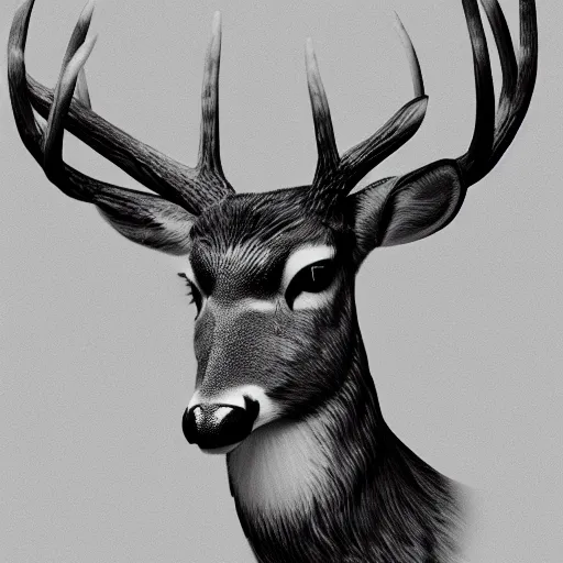Prompt: a calming image of a deer. deer portrait. low poly. symmetric. stunning. trending on artstation