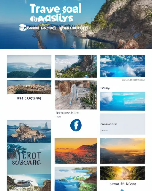 Image similar to social media post for a travel company, modern graphic design, very detailed