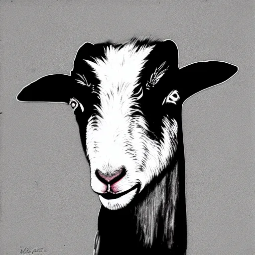 Prompt: andy warhol as a goat