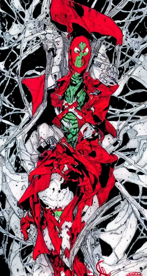 Image similar to a beautiful portrait of Todd Mcfarlane's Spawn, in Travis Charest style