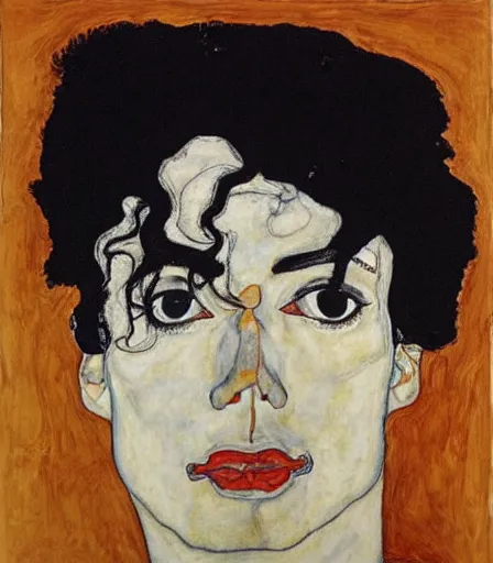 Image similar to portrait of michael jackson by egon schiele, intense desire, high quality, high detail