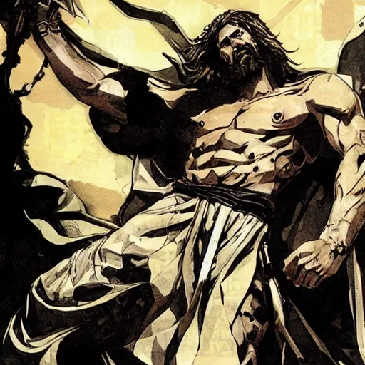 jesus in a jojo dramatic pose against lucifer | Stable Diffusion | OpenArt