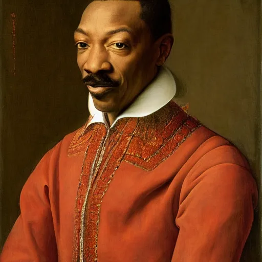 Image similar to renaissance portrait of Eddie Murphy, masterpiece by Eugene de Blaas