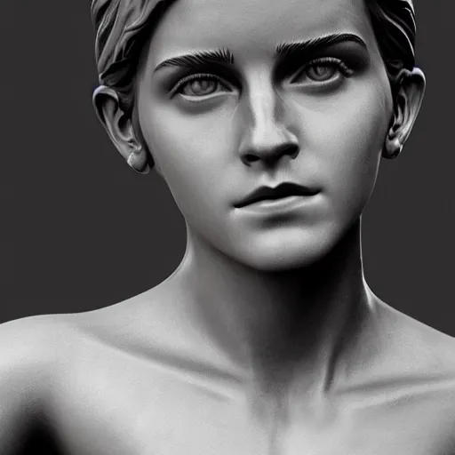 Image similar to statue emma watson, chrome, reflect 8 k uhd, unreal engine, octane render in the artstyle of finnian macmanus, john park and greg rutkowski