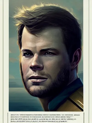 Prompt: Captian James T Kirk, young, male, handsome, intricate, masterpiece, dramatic lighting, semi-realistic, sharp, digital art, art by greg rutkowski and valentina remenar