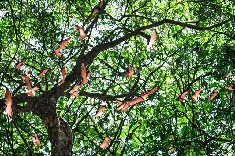 Image similar to birds flying out of a tree in the jungle
