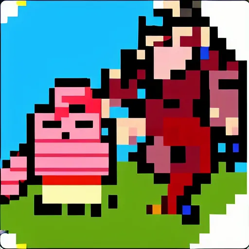 Image similar to pixel hero facing monster