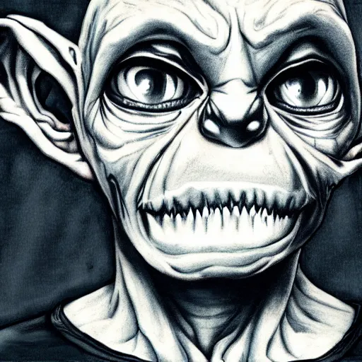 Prompt: gollum as an emo kid portrait