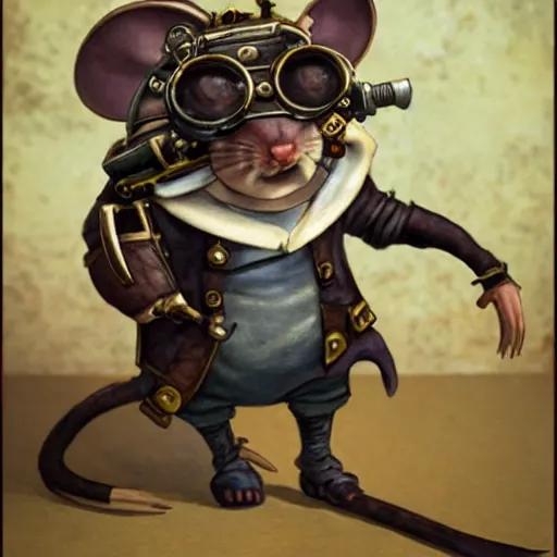 Prompt: a rat with steampunk googles, from Magic the gathering