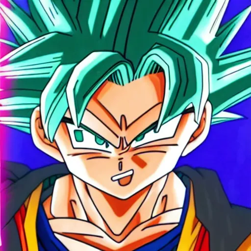 Image similar to fusion of goten and trunks, anime, 4 k, detailed, full body