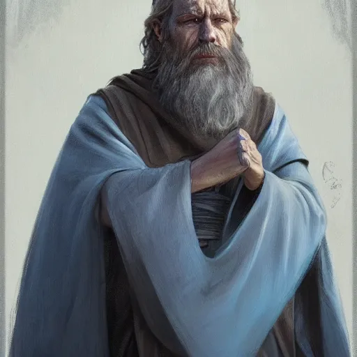 Image similar to portrait of a man by greg rutkowski, old jedi master, he looks like cameron monaghan, beard, wearing a blue jedi robes, star wars expanded universe, he is about 8 0 years old, highly detailed portrait, digital painting, artstation, concept art, smooth, sharp foccus ilustration, artstation hq