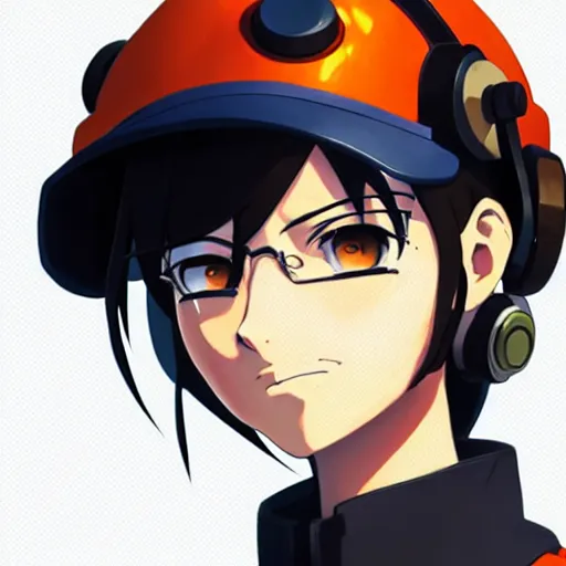 Image similar to beautiful makoto shinkai anime style digital painting portrait of engineer woman from team fortress 2 by valve, 4 k, 8 k, hd, high resolution, highly detailed, intricate detail, ultra realistic faces, digital art, trending on artstation, team fortress 2, your name, weathering with you