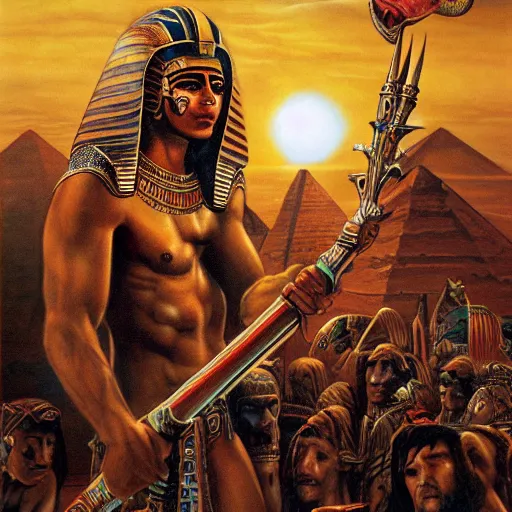 Image similar to epic masterpiece eternal starvation of Egyptian sun god Ken Kelly, photorealistic, cinematic, fantastic reality, detailed, intricate dramatic lighting, establishing shot, 8k resolution – W 1024