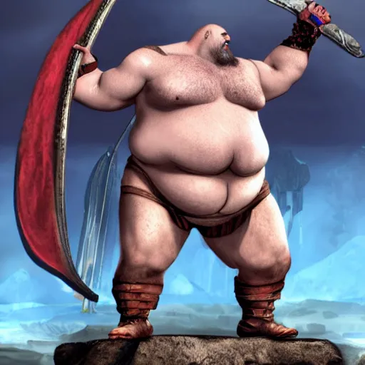 Image similar to obese kratos