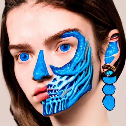 Image similar to demogorgon wearing blue earrings