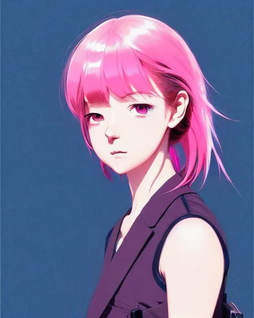 Image similar to cute girl with pink hair | | very very anime!!!, fine - face, audrey plaza, fine details. anime. realistic shaded lighting poster by ilya kuvshinov katsuhiro otomo ghost - in - the - shell, magali villeneuve, artgerm, jeremy lipkin and michael garmash and rob rey