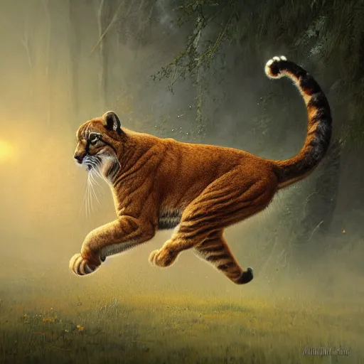 Prompt: pouncing puma by anna podedworna