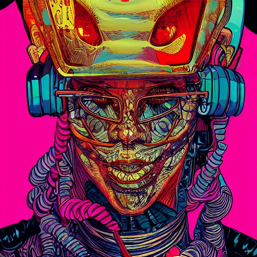 Image similar to portrait painting of a punk chain - smoking chicken cyborg, glitchwave, sharp focus, award - winning, trending on artstation, masterpiece, highly detailed, intricate. art by josan gonzales and moebius and deathburger