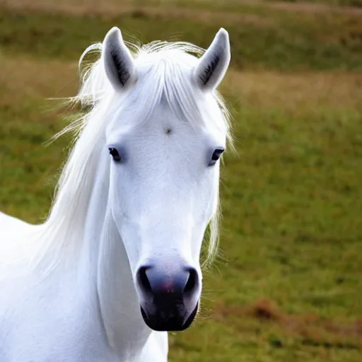 Image similar to a photo of a beautiful white horse with long curly hair