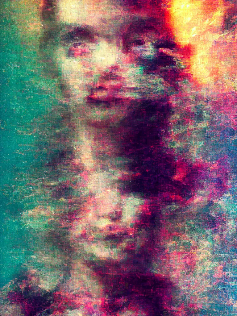 Prompt: a beautiful painting by mark tennant of a girl in a glitched bathroom, pixel sorting, color bleeding, brushstrokes by jeremy mann, flashlight shot