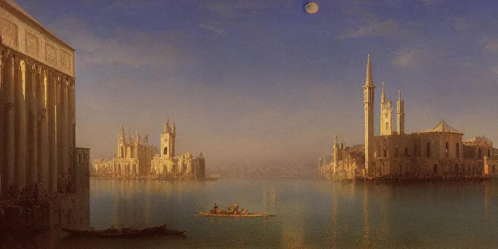 Image similar to A detailed matte painting of Ravenna in the 15th century, trending on artstation by Ivan Aivazovsky and Frederic Edwin Church