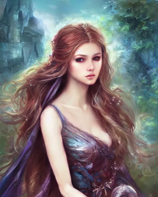 Image similar to a beautiful female fantasy portrait by laura sava