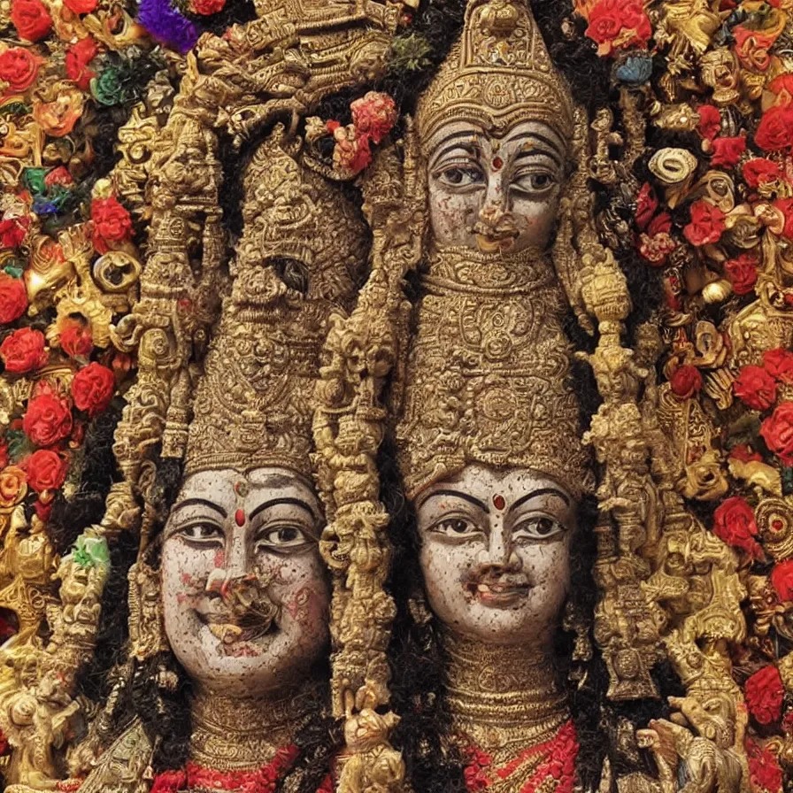 Image similar to faces of all hindu deities combined into one face