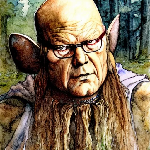 Image similar to a realistic and atmospheric watercolour fantasy character concept art portrait of urho kekkonen kekkonen kekkonen kekkonen kekkonen kekkonen as a druidic warrior wizard looking at the camera with an intelligent gaze by rebecca guay, michael kaluta, charles vess and jean moebius giraud