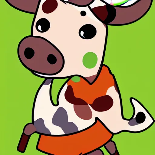 Prompt: Cartoon cow girl