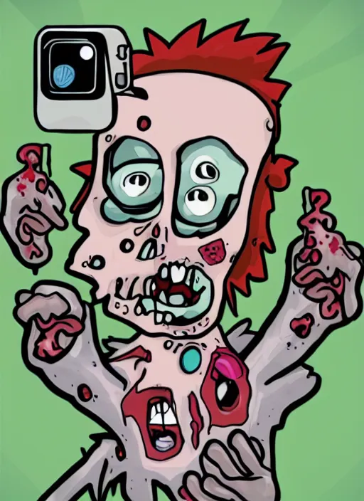 Prompt: cartoon zombie selfie