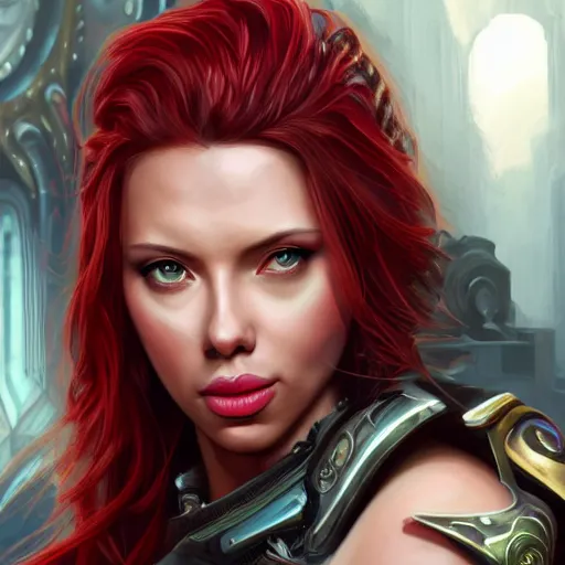 Image similar to Ultrarealistic illustration scarlet johansson as kleia, angel, warcraft, portrait, beautiful, cyberpunk, sci-fi fantasy,intricate,elegant,highly detailed, digital painting, artstation, concept art,