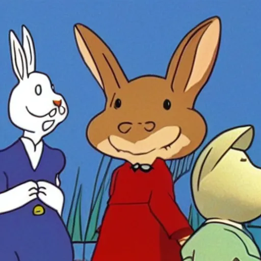 Prompt: A rabbit in Moomins 90s tv show