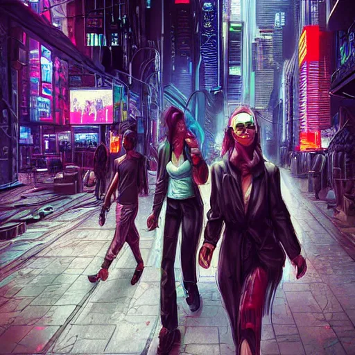 Prompt: cyberpunk people on desolate street, artgerm, highly detailed, hyper realistic, communist future