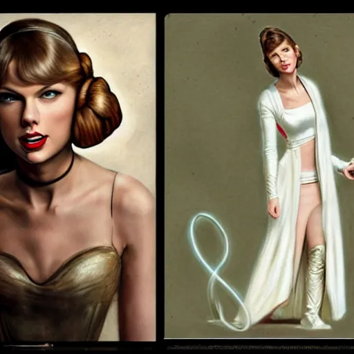 Prompt: taylor swift as princess leia in star wars, by jean - baptiste monge