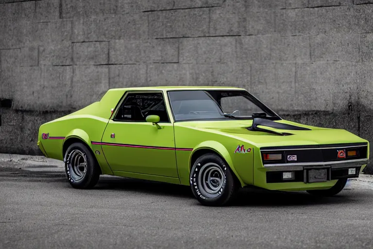 Image similar to 1975 AMC AMX/3 Gremlin, XF IQ4, 150MP, 50mm, F1.4, ISO 200, 1/160s, natural light, Adobe Photoshop, Adobe Lightroom, photolab, Affinity Photo, PhotoDirector 365