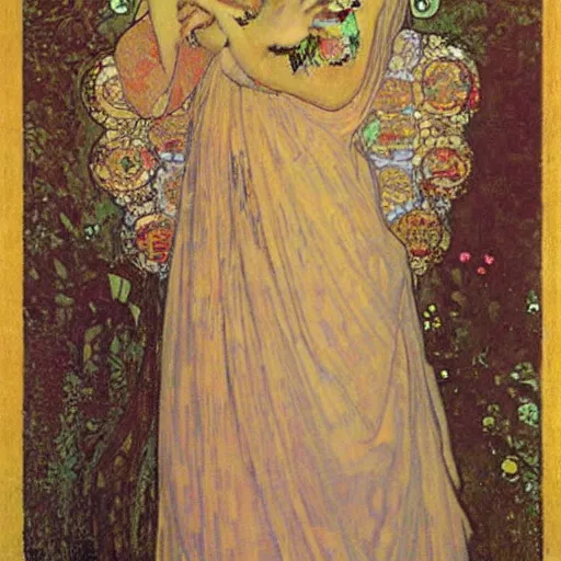 Prompt: portrait by klimt, alphonse mucha