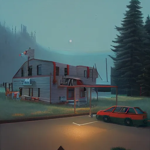 Image similar to yachting club by simon stalenhag