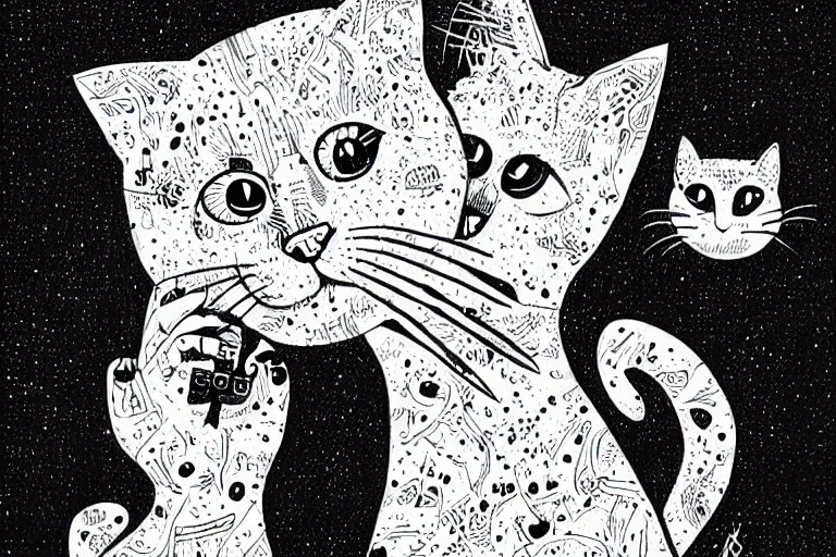 Image similar to cat, art by mcbess