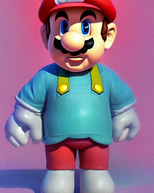 Prompt: soft greek sculpture of super mario painted by james jean in pastel colors. artwork and beeple and dan mumford and greg rutkowski and nekroxiii. octane render, cinematic, hyper realism, octane render, 8k, depth of field, bokeh. iridescent accents. vibrant.