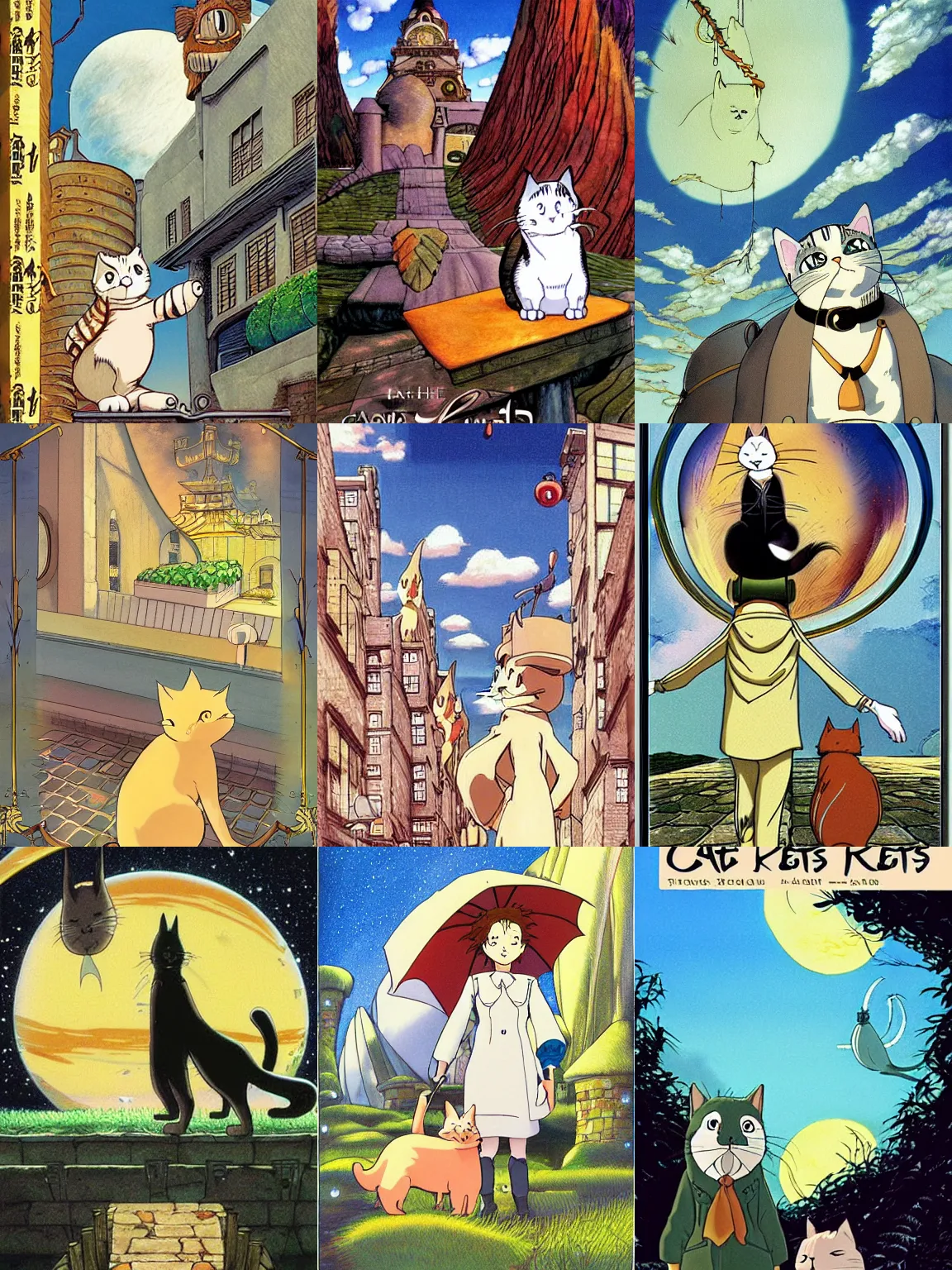 Prompt: (2002) The Cat Returns film covers,Studio Ghibli,epic,masterpiece illustration in the style of Keith Thompson, digital art